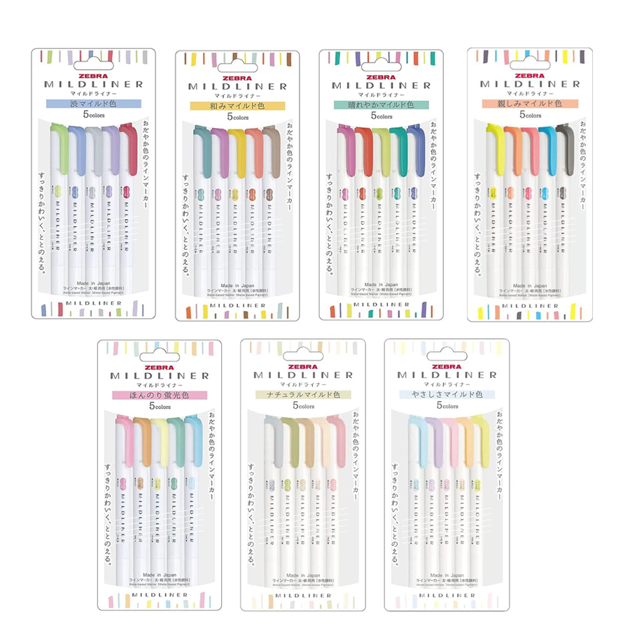 Zebra Pen Mildliner - Zèbre Mildliner surligneur Pastel ensemble complet